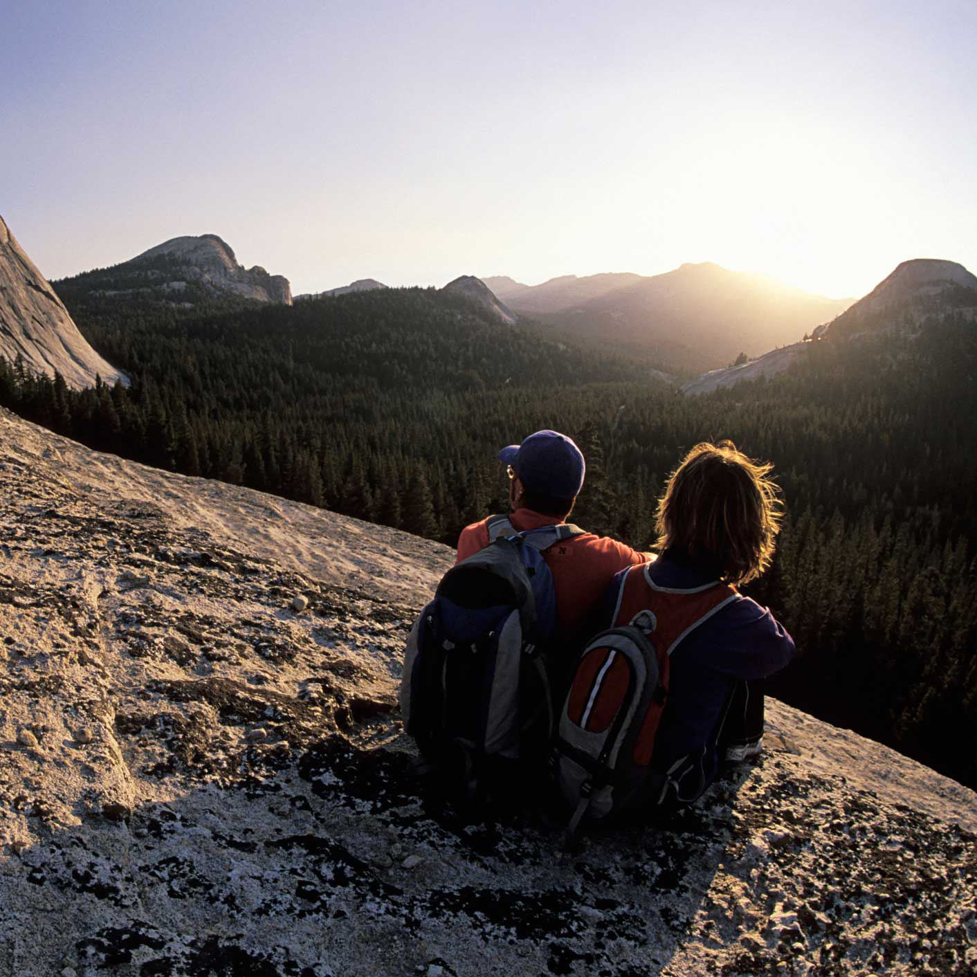 hikers at sunset